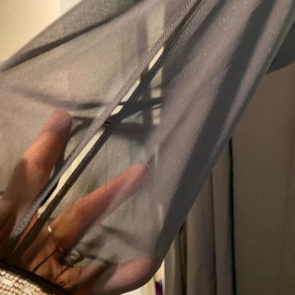 Women Formal Black Maxi Rhinestone Accent Full Coverage Cold Shoulder New XL-2XL - Picture 3 of 12